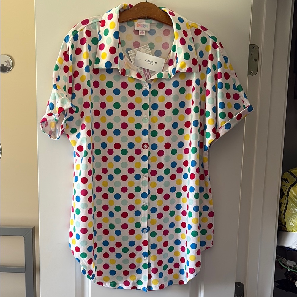 Colorful Polka Dot Button-Up Shirt